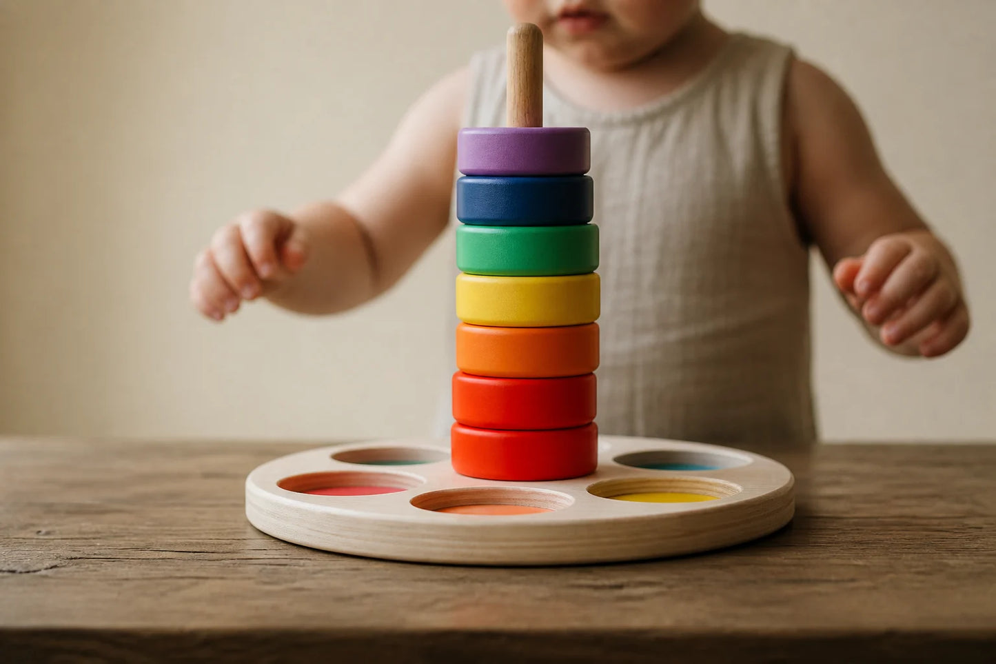 Rainbow Ring Stacking Toy — Colour Sorting & Stacking Game for Toddlers
