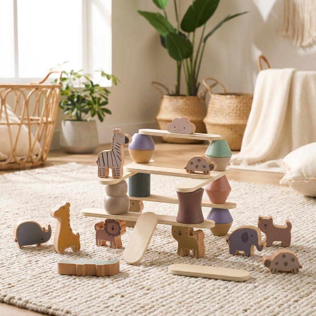 Wooden Animal Stacking Toy — Balance & Coordination Game for Kids