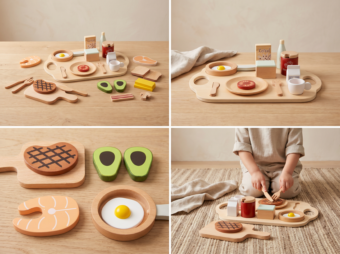 Wooden Pretend Play Breakfast Set — Morning Meal Toy for Kids