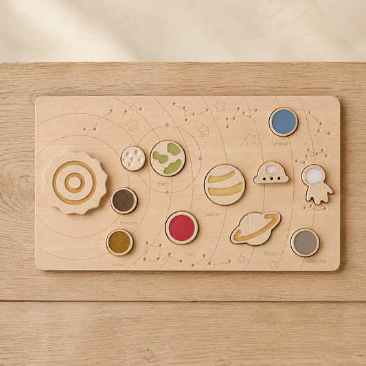 Wooden Solar System Magnetic Puzzle Board — Space Learning Toy for Kids
