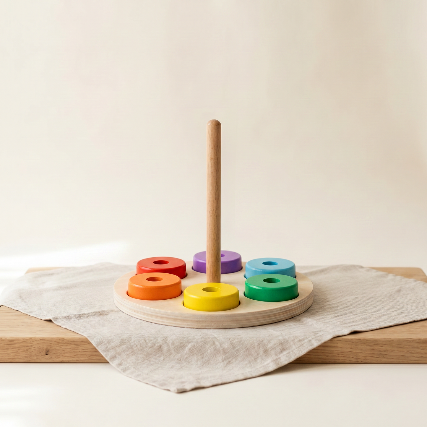 Rainbow Ring Stacking Toy — Colour Sorting & Stacking Game for Toddlers