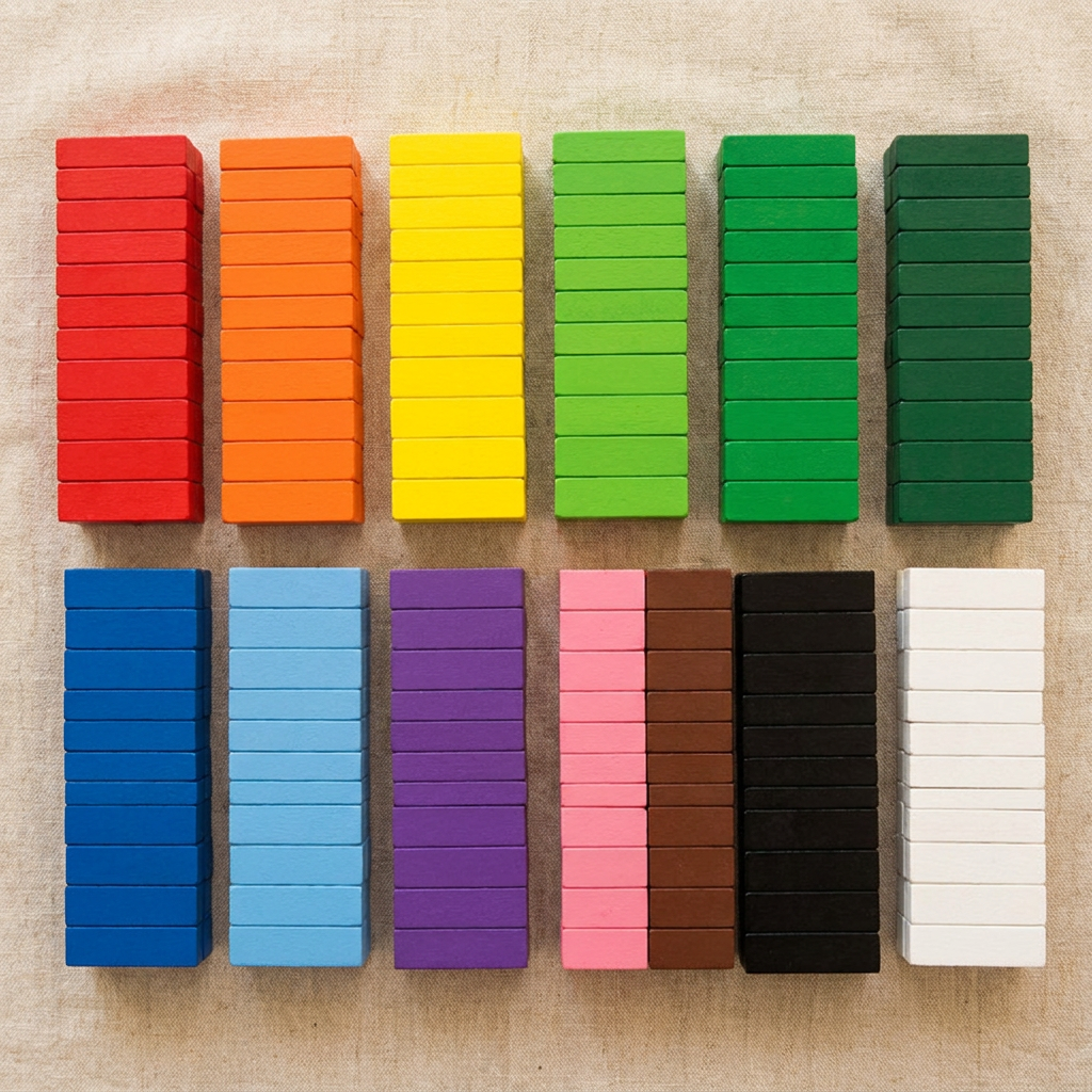 Rainbow Wooden Dominoes — 120-Piece Chain Reaction Set for Kids