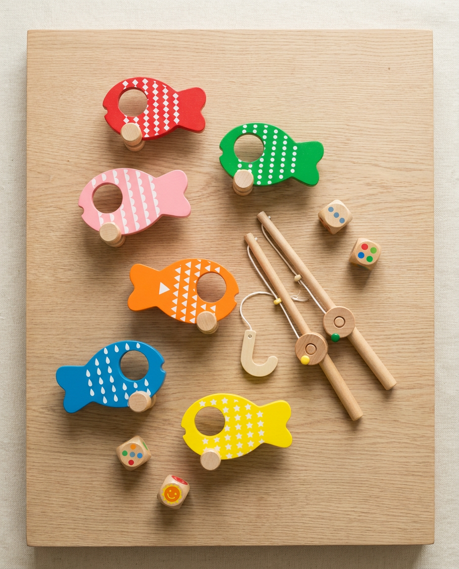 Wooden Fishing Toy — Colour & Shape Matching Game for Kids