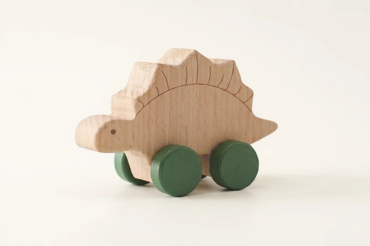 Dinosaur Wooden Pull-Along Toy — Animal Push & Pull Car for Toddlers