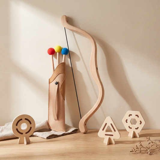 Wooden Bow & Arrow Toy Set — Outdoor Archery Playset for Kids