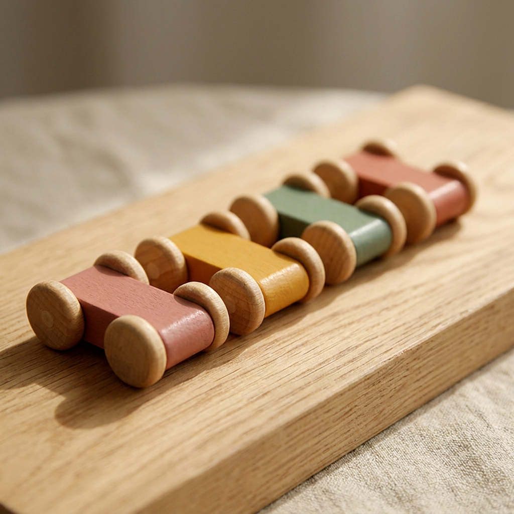 Wooden Windmill Car Ramp Toy — Gravity Gliding Track Set for Toddlers