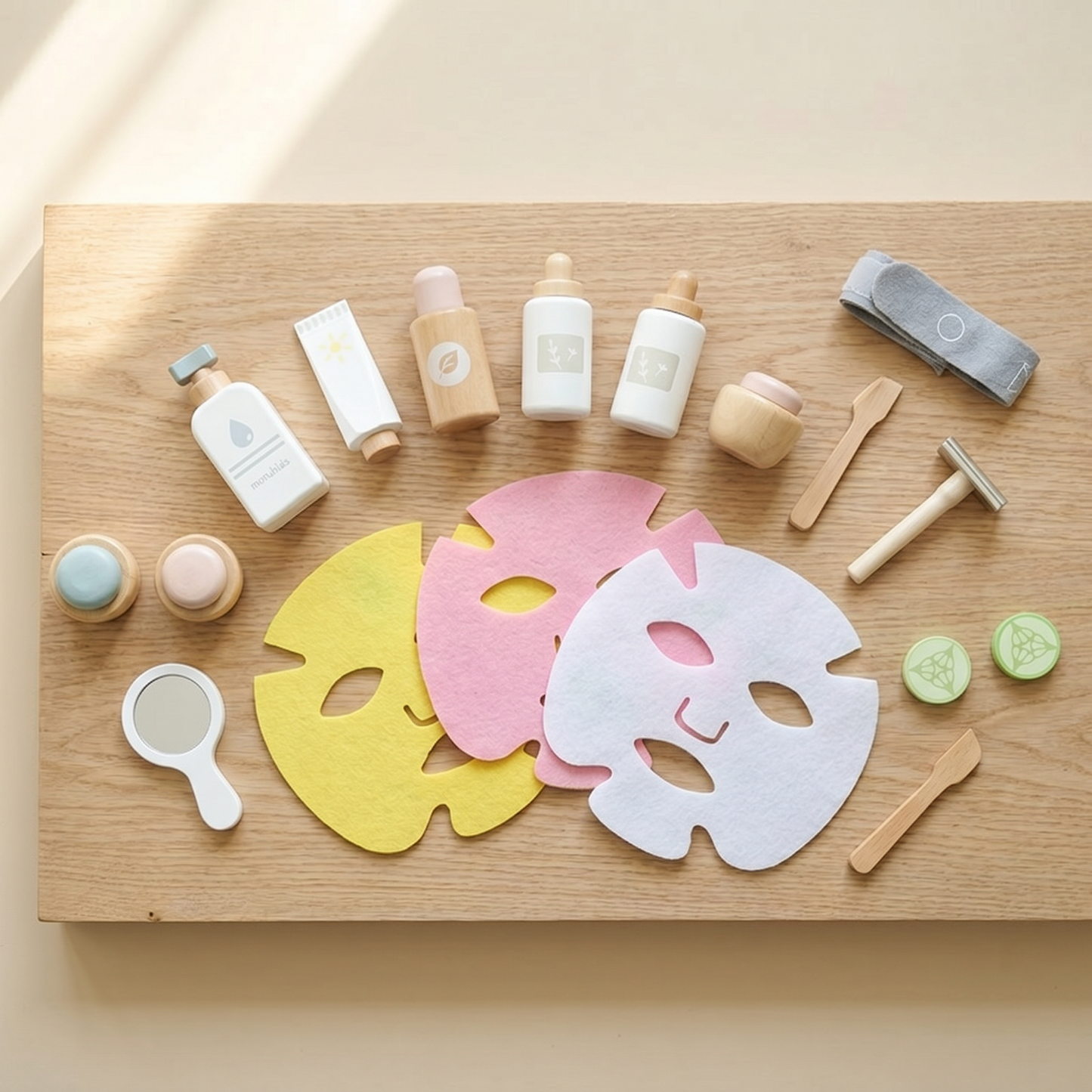 Wooden Pretend Play Spa Kit — Skincare & Beauty Set for Kids