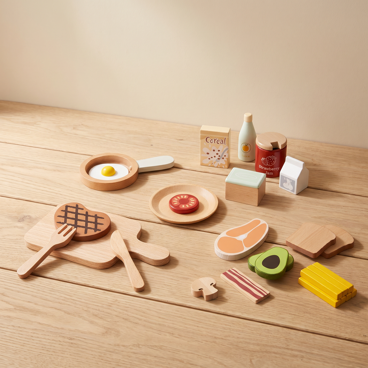 Wooden Pretend Play Breakfast Set — Morning Meal Toy for Kids
