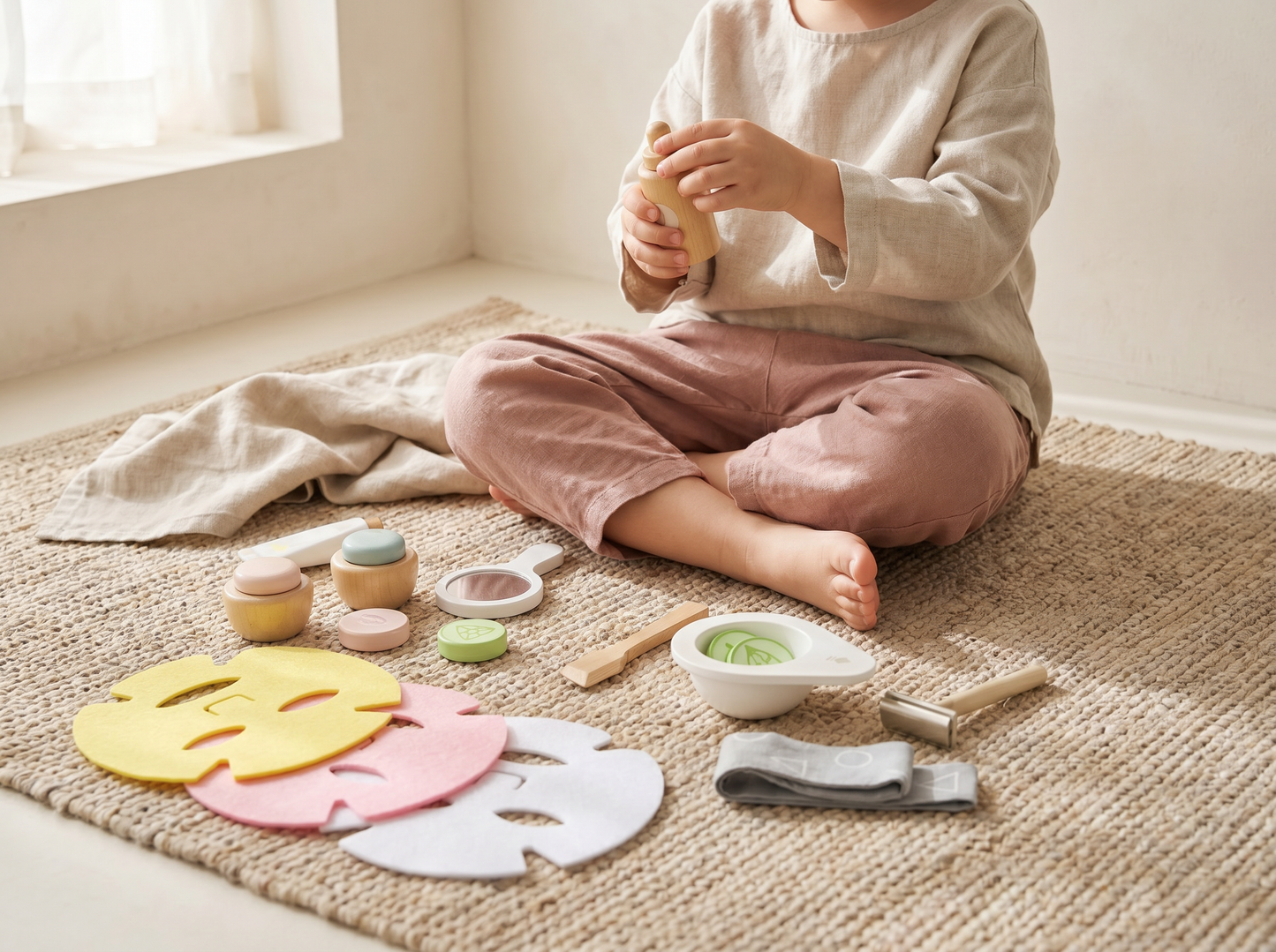 Wooden Pretend Play Spa Kit — Skincare & Beauty Set for Kids