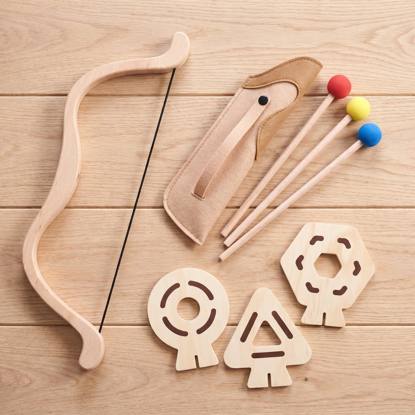 Wooden Bow & Arrow Toy Set — Outdoor Archery Playset for Kids