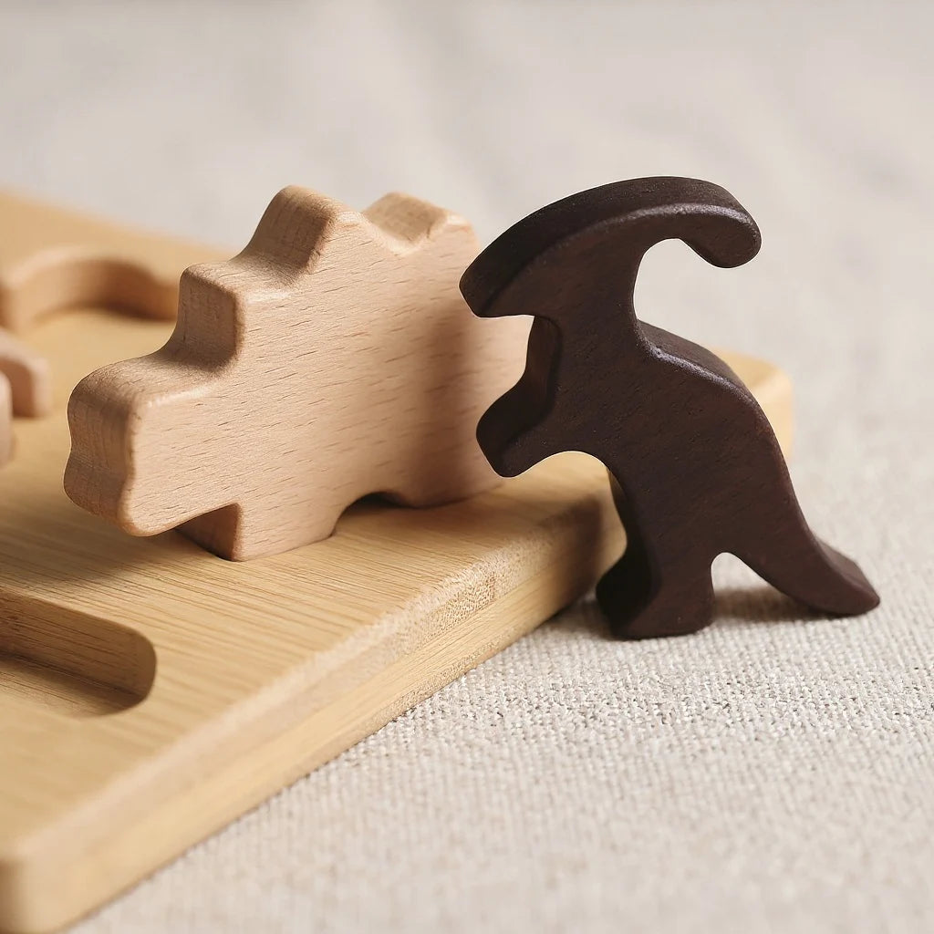 Wooden Dinosaur Tray Puzzle — 7-Piece Montessori Puzzle for Toddlers
