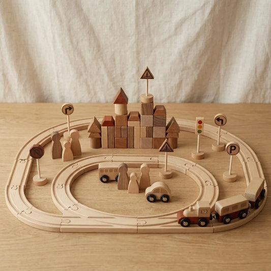 Wooden Forest Train Track Set — 40-Piece Building & Puzzle Toy for Kids