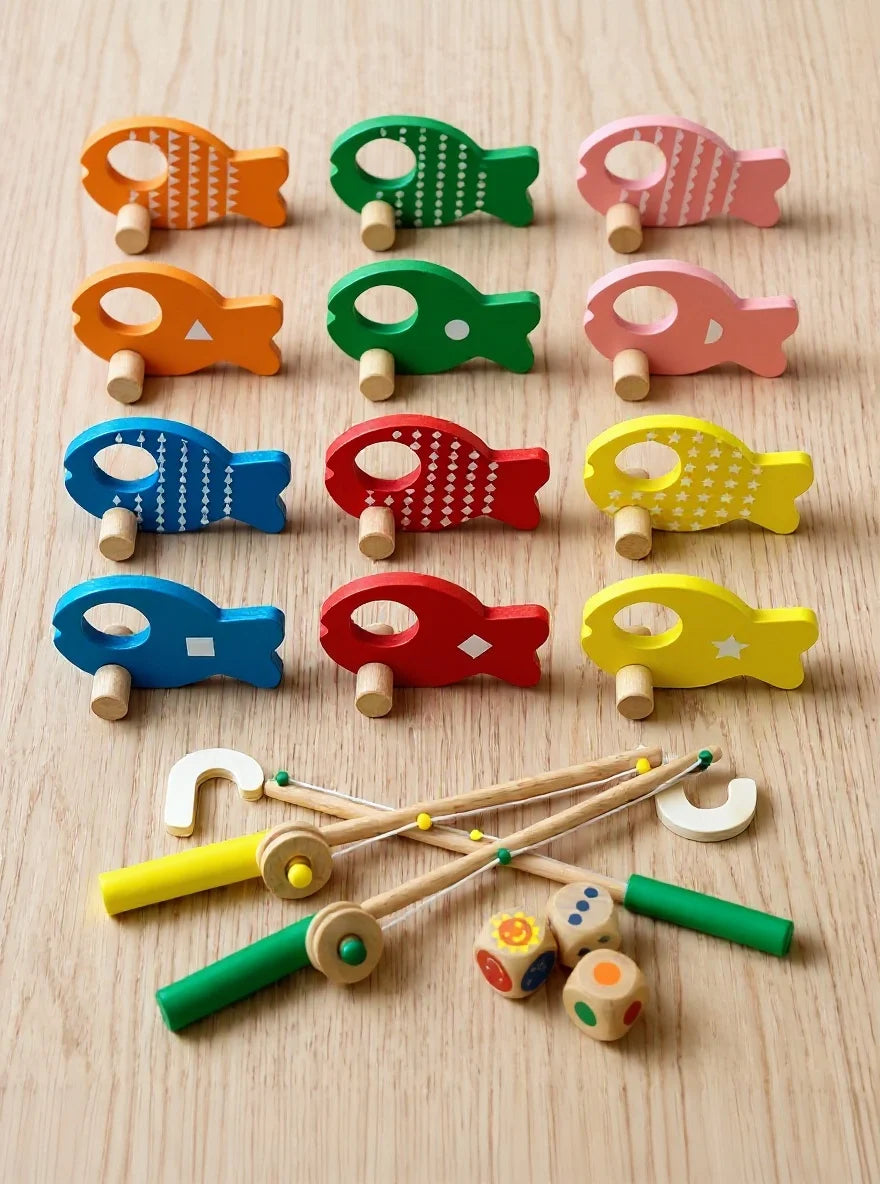 Wooden Fishing Toy — Colour & Shape Matching Game for Kids