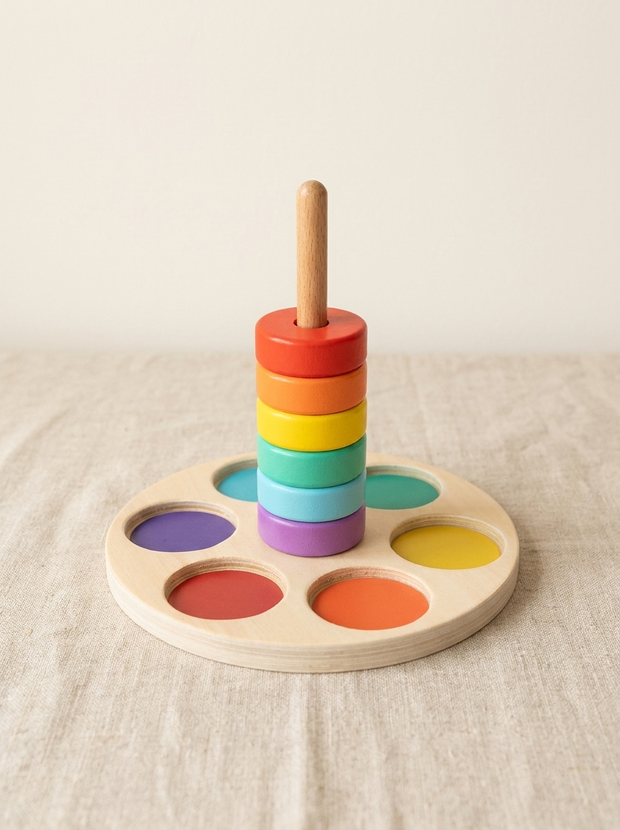 Rainbow Ring Stacking Toy — Colour Sorting & Stacking Game for Toddlers