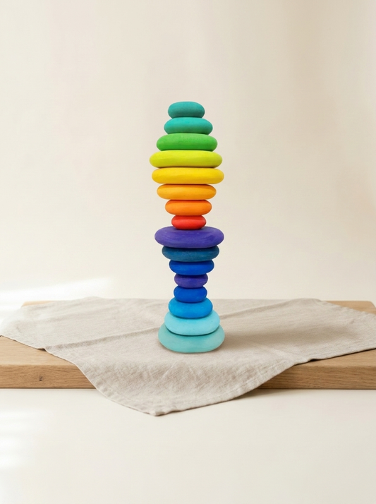 Wooden Stacking Balance Stones — Sensory Balancing Toy for Kids & Home Décor