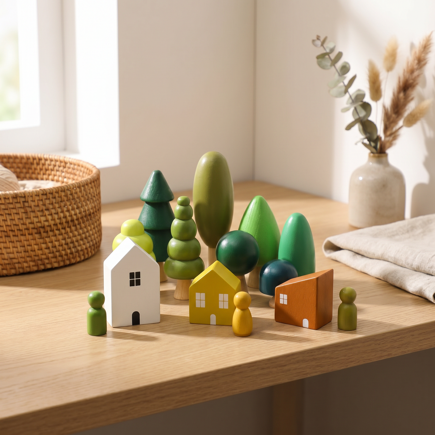 Wooden Forest House Building Blocks — Stacking & Assembly Toy for Kids