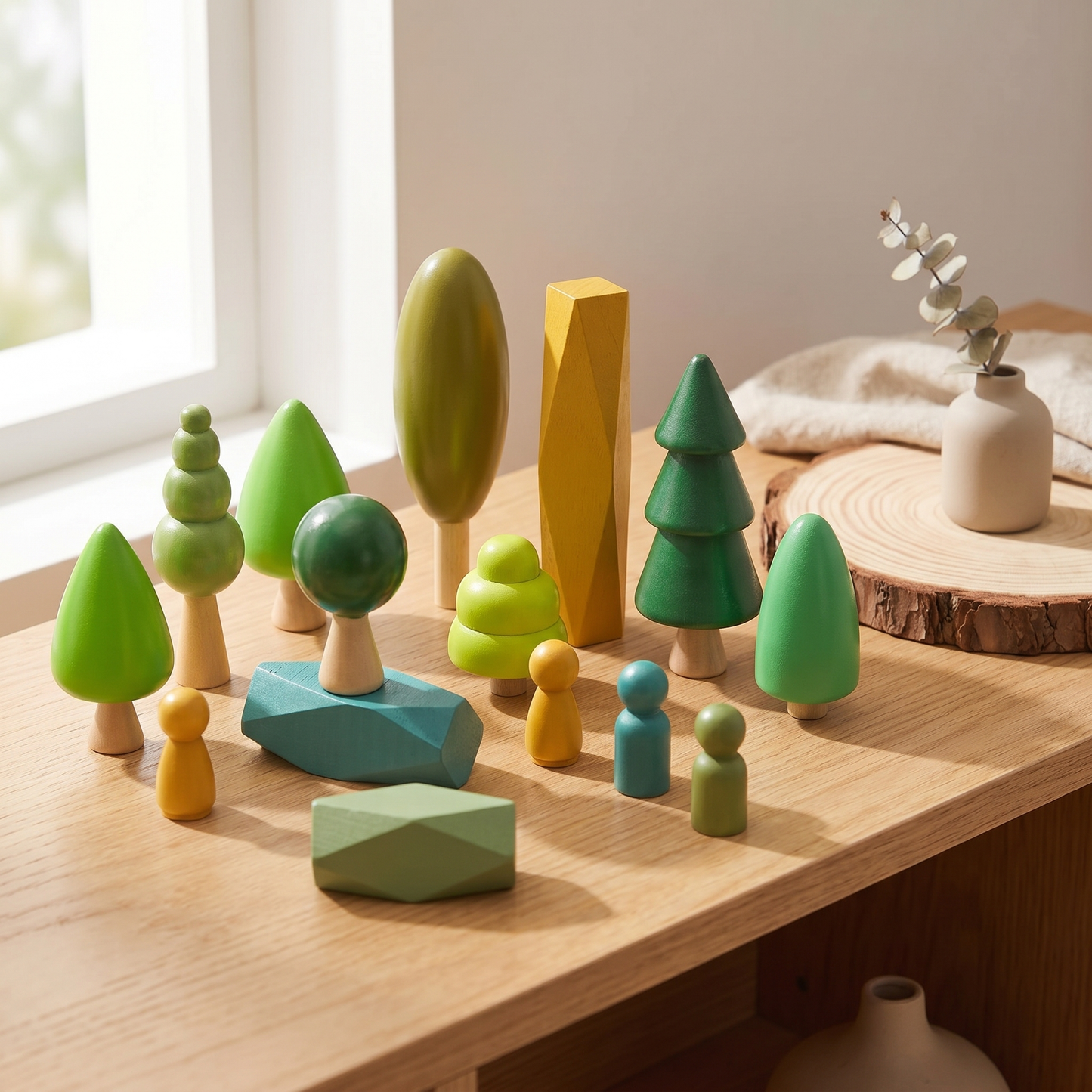 Wooden Forest Stacking Figures — Nature-Themed Balancing Toy for Kids