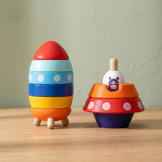 Rocket Building Blocks — Wooden Stacking Toy for Kids 4+