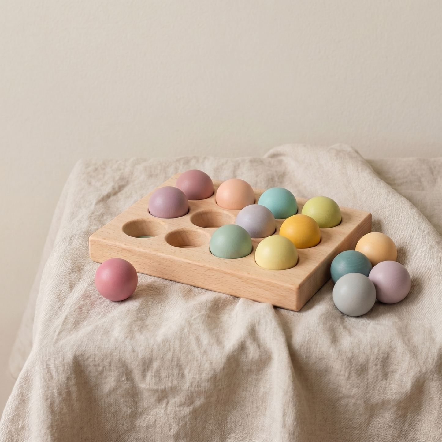 Wooden Colour Sorting Ball Board — 12-Piece Matching Toy for Toddlers