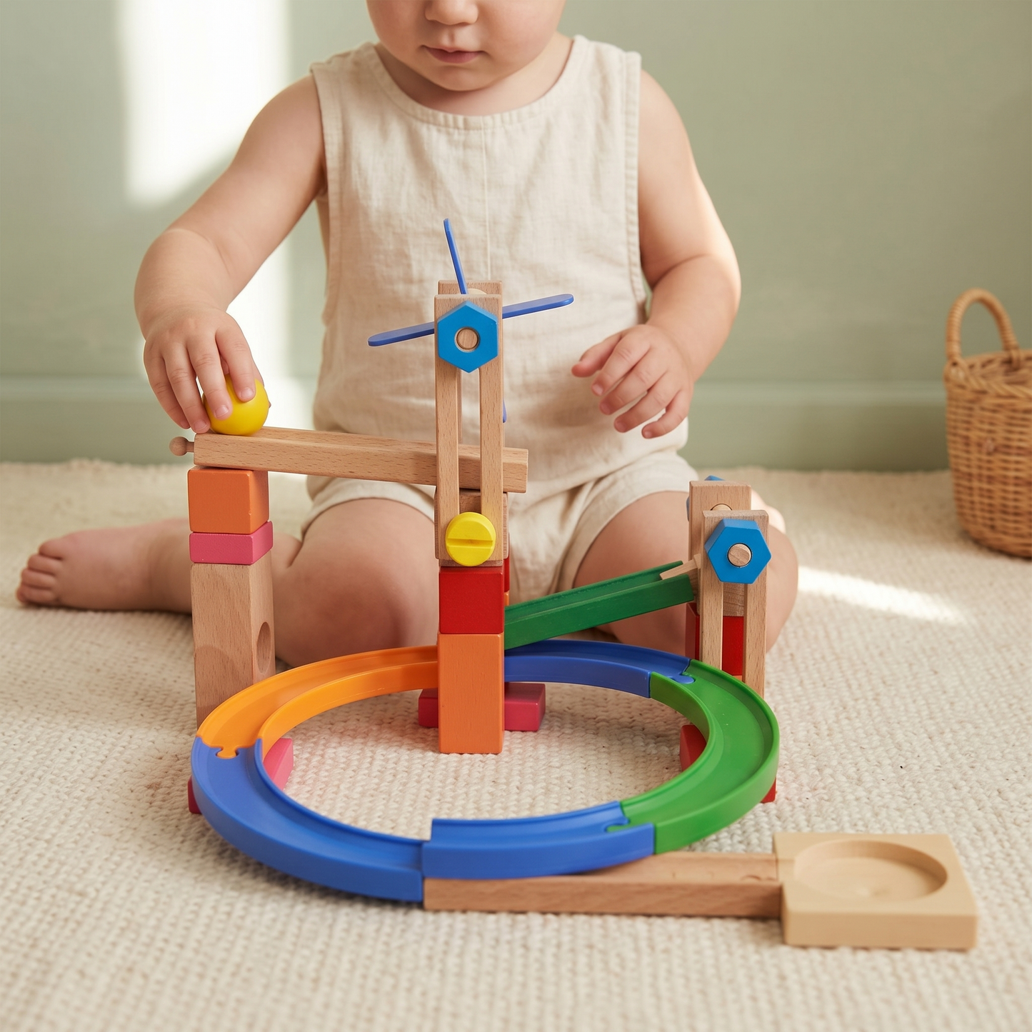 Wooden Track Building Blocks — Multifunctional Creative Playset for Kids