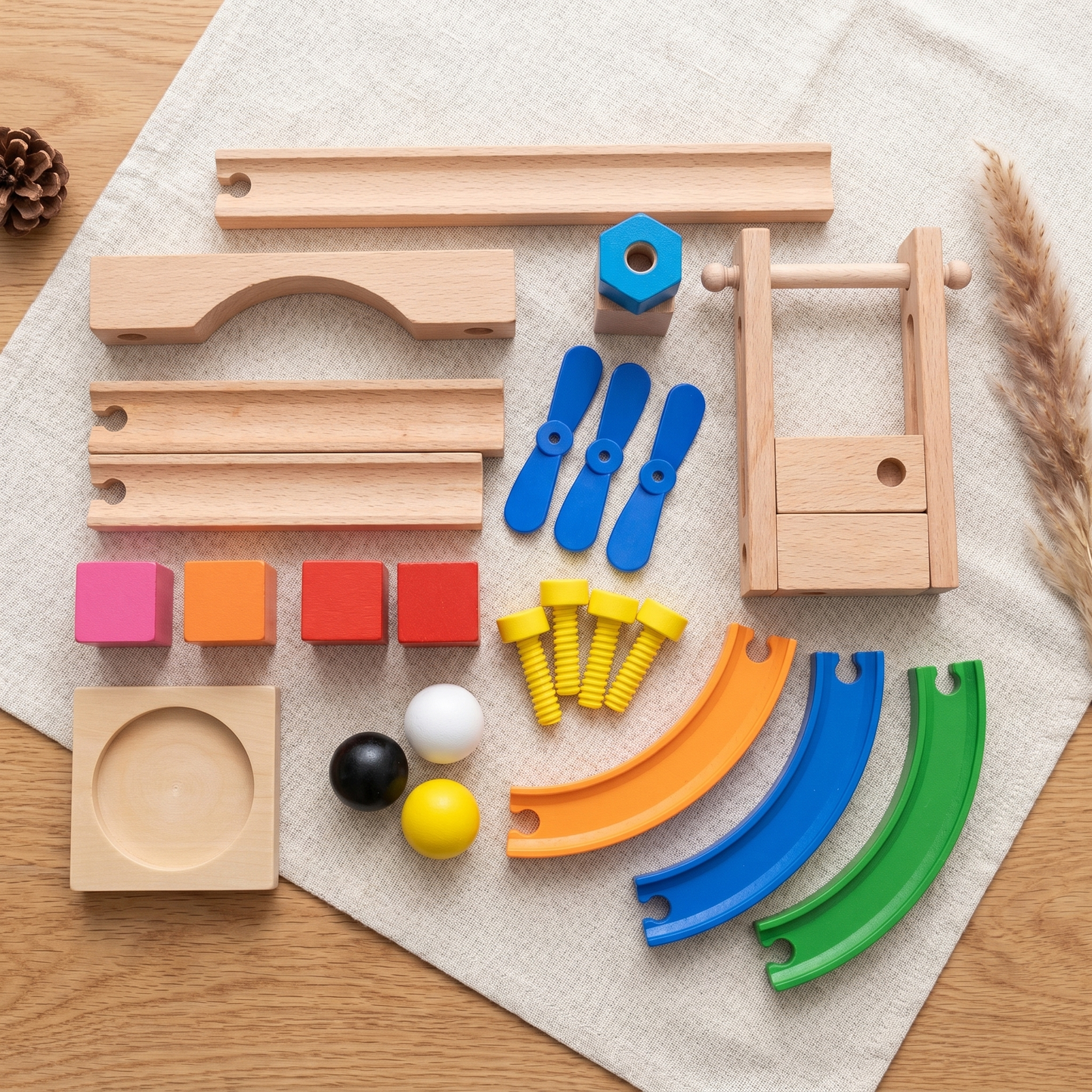 Wooden Track Building Blocks — Multifunctional Creative Playset for Kids