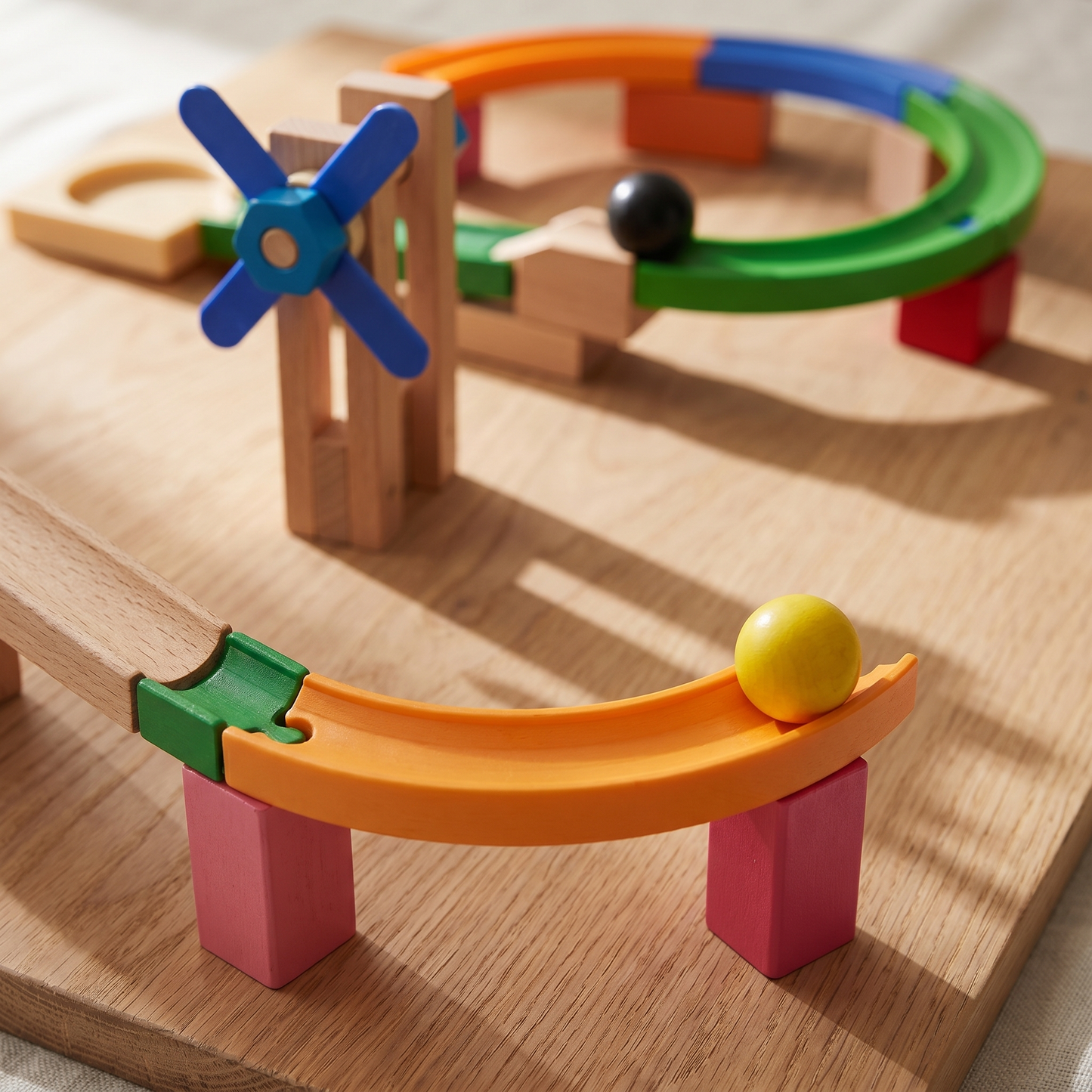 Wooden Track Building Blocks — Multifunctional Creative Playset for Kids