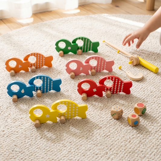 Wooden Fishing Toy — Colour & Shape Matching Game for Kids