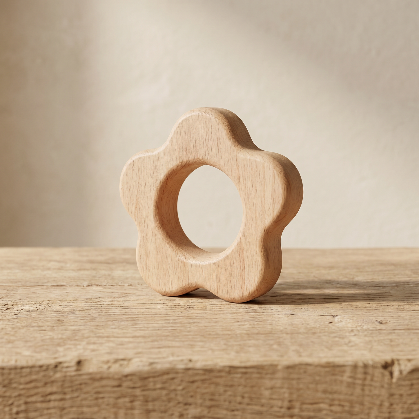 Wooden Shape Teether & Decoration Set — Handcrafted Beech Toy for Babies