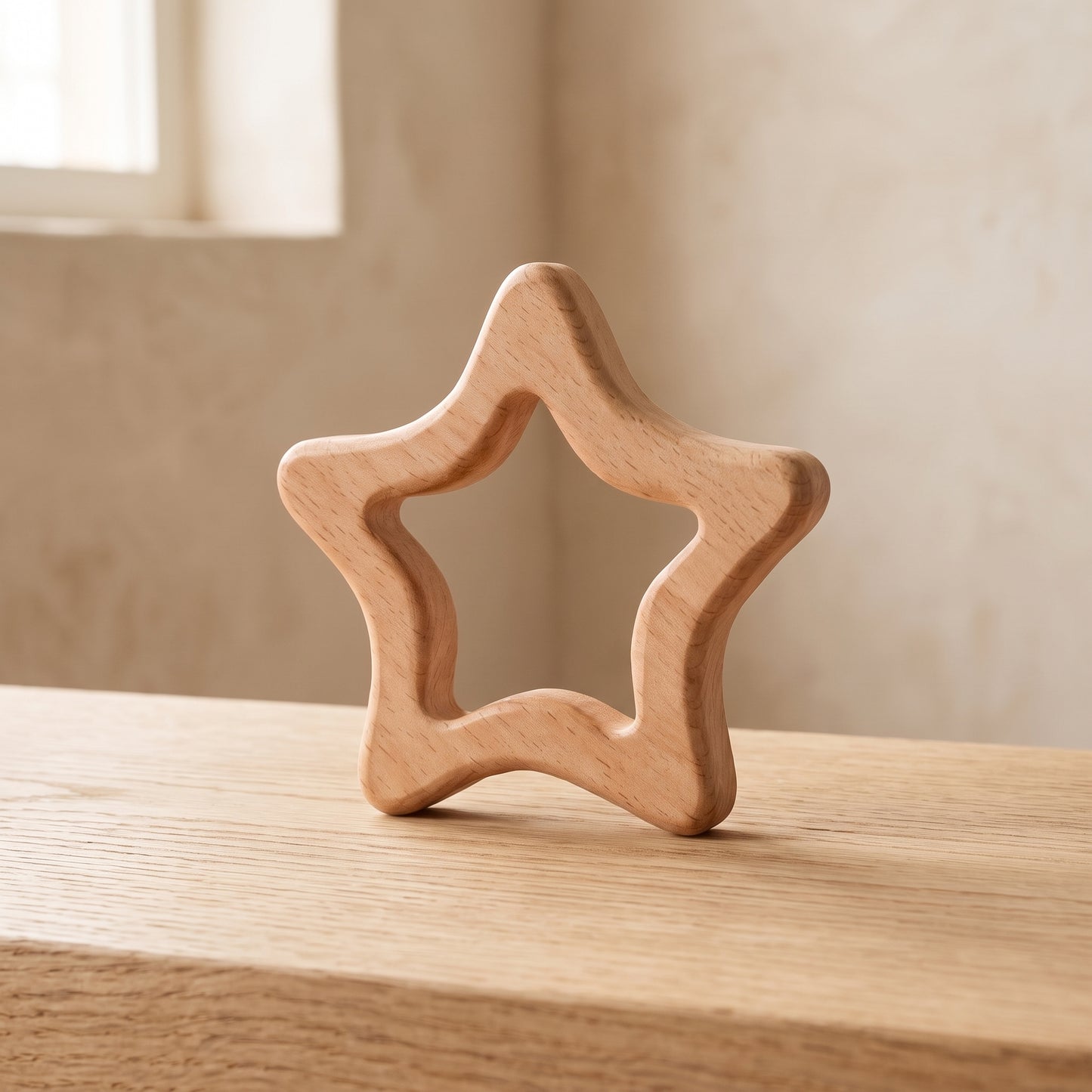Wooden Shape Teether & Decoration Set — Handcrafted Beech Toy for Babies